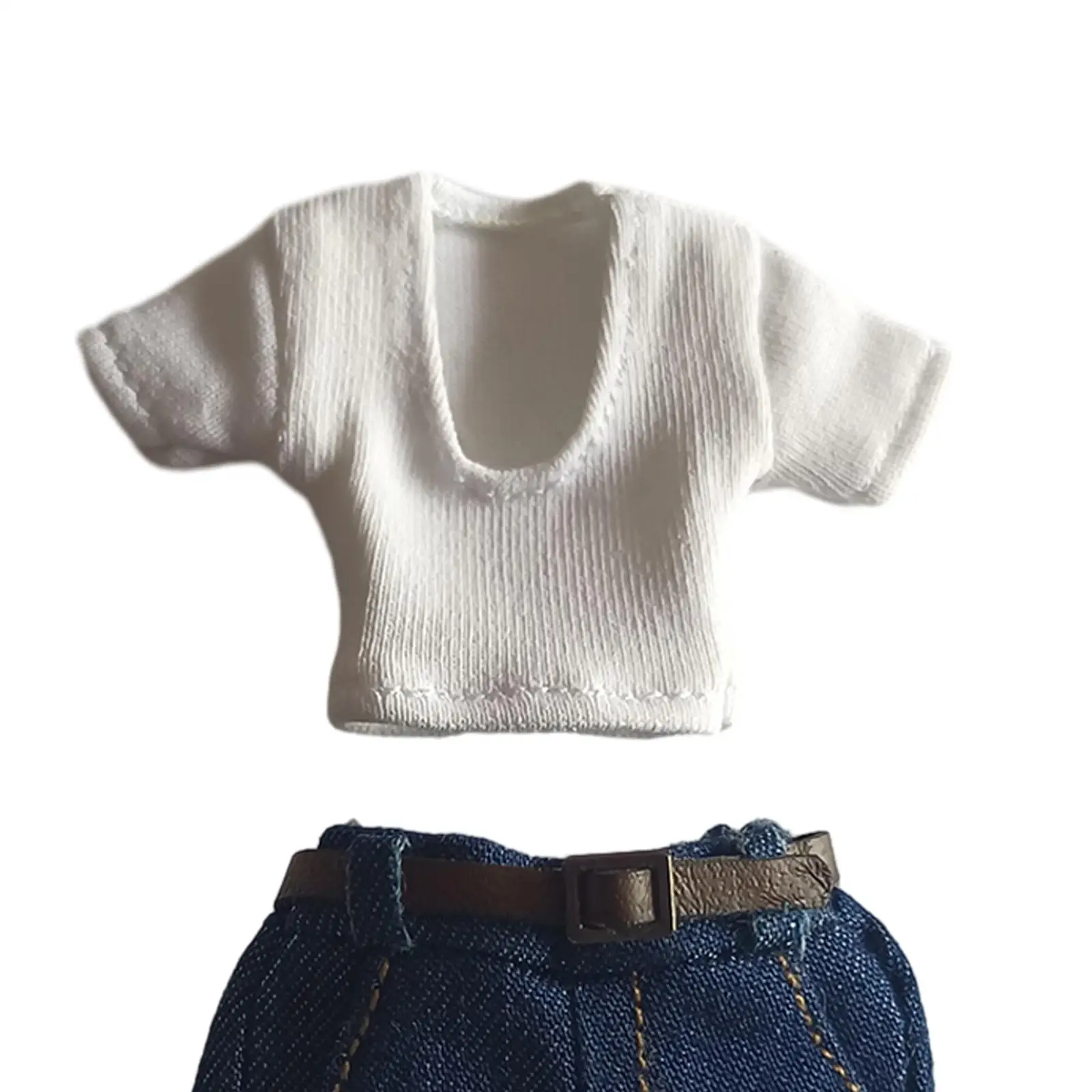 1/12 Scale Action Figures Clothing with Belt Cosplay Outfits Action Figure Clothes T Shirt Shorts Set for 6'' Female Figure Doll