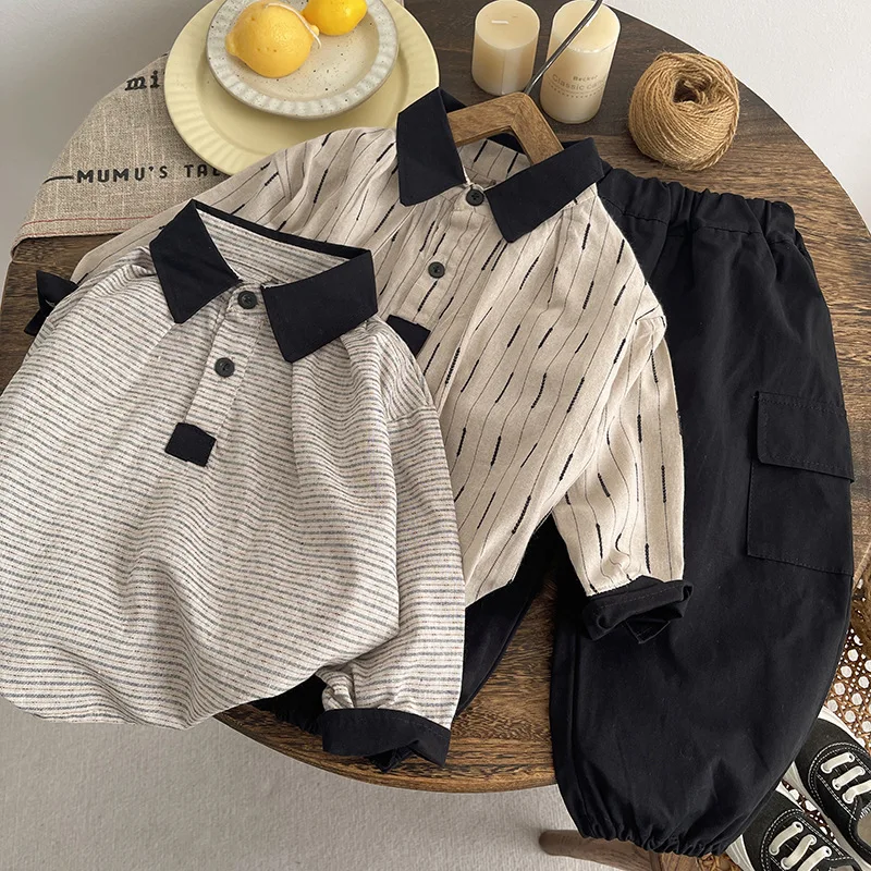Conjunto infantil de punto para niño – Camisa y pantalón de invierno - imagen 3