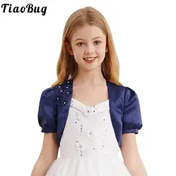 Chaqueta bolero satén con flores para niña