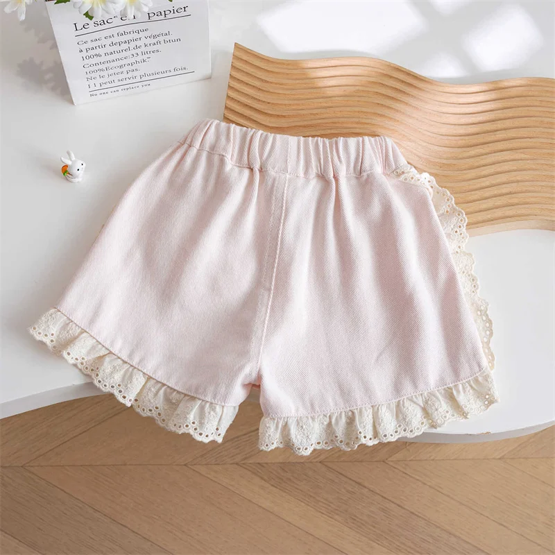 Pantalones cortos de verano para bebé con tejido ligero y encaje - imagen 2