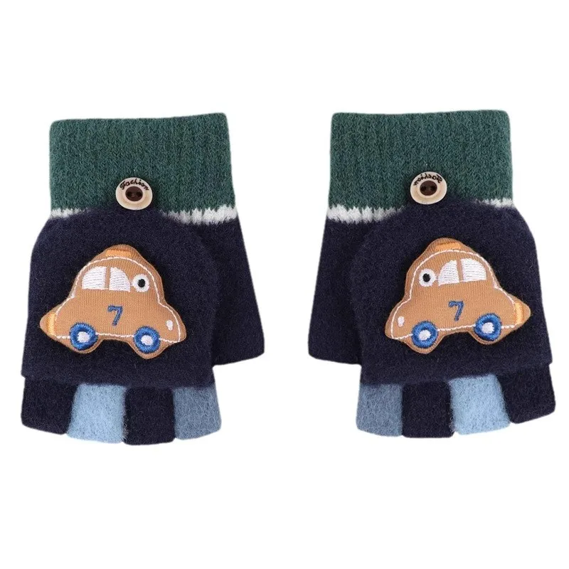Guantes infantiles con diseño de coche - 5 dedos, forro polar - imagen 5