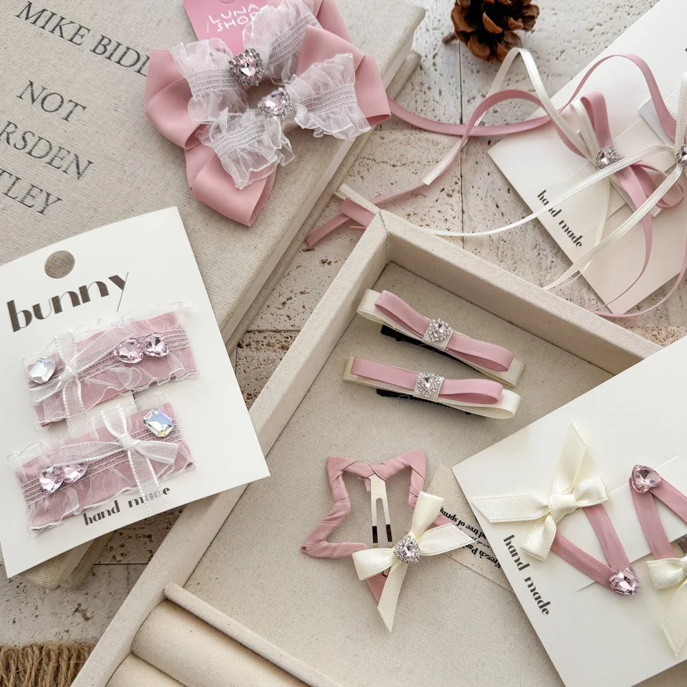 Sweetheart Ballet temperamento lazo de encaje tocado de niña horquilla perla Rhinestone dulce princesa borde de línea de cabello - imagen 3