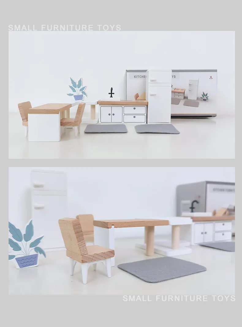 Muebles de madera para casa de muñecas – Cocina, baño y dormitorio - imagen 5