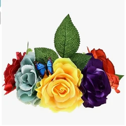 Diadema corona de flores rosa burdeos – tocado para fiesta
