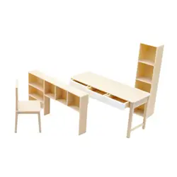 Escritorio y estantería de casa de muñecas 1/12 – Decoración miniatura habitación
