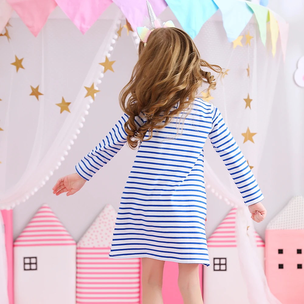 DXTON Vestido de invierno a rayas para niña estilo flamenco - imagen 2