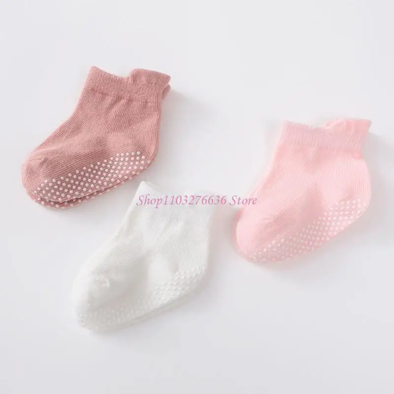 R6FD Calcetines bonitos y prácticos para bebé con agarraderas, calcetines algodón tejidos para paso seguro - imagen 2