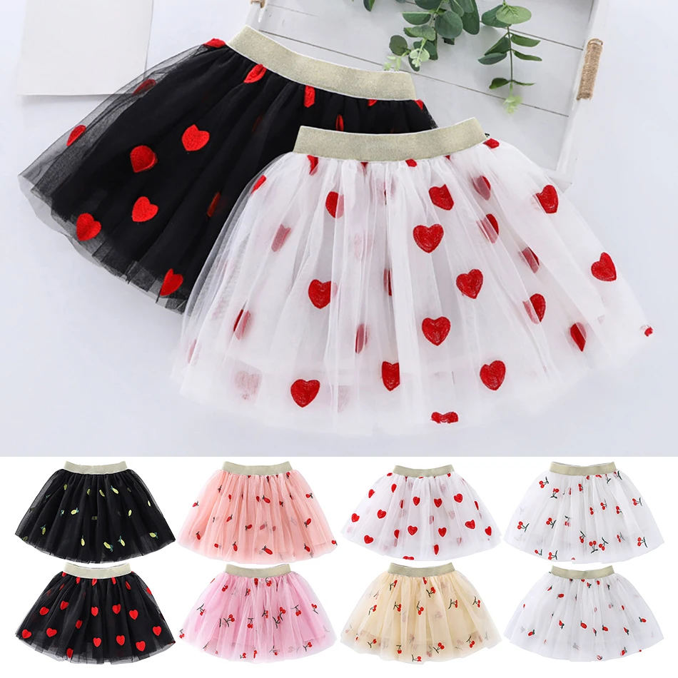 Falda de malla floral bordada para niñas, cintura elástica con capas transpirables para fiesta de juegos, diseño elástico suave de 3 a 14 años