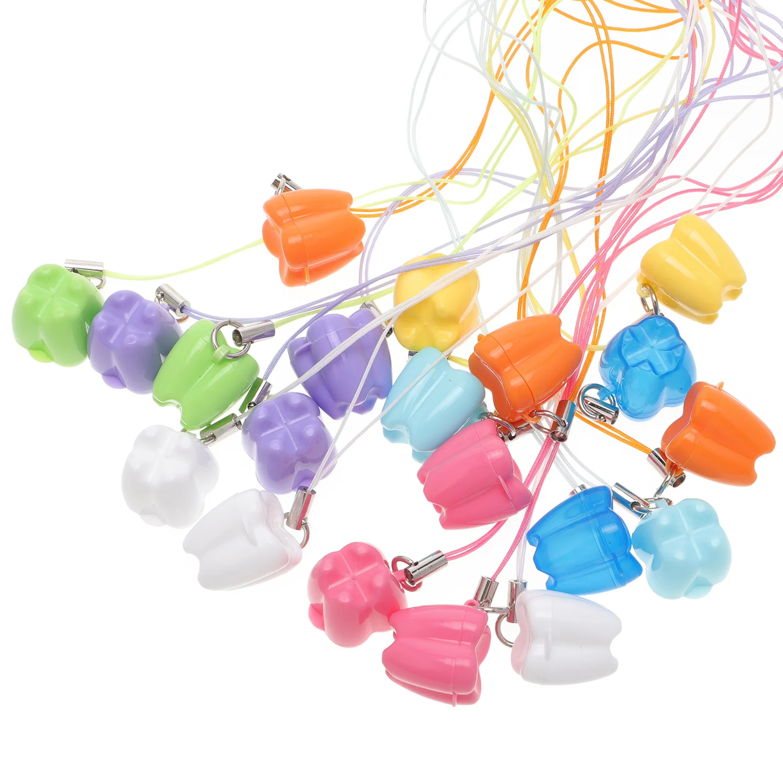 Caja de almacenamiento de 20 piezas para bebé, diseño de oso bonito, collar de plástico para niños, estuche de recuerdo de dientes para niños, collar de plástico