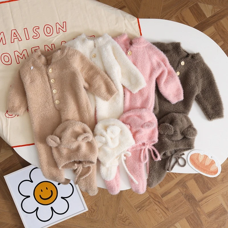 Pelele de invierno con capucha para bebé con bordado de oso - imagen 2