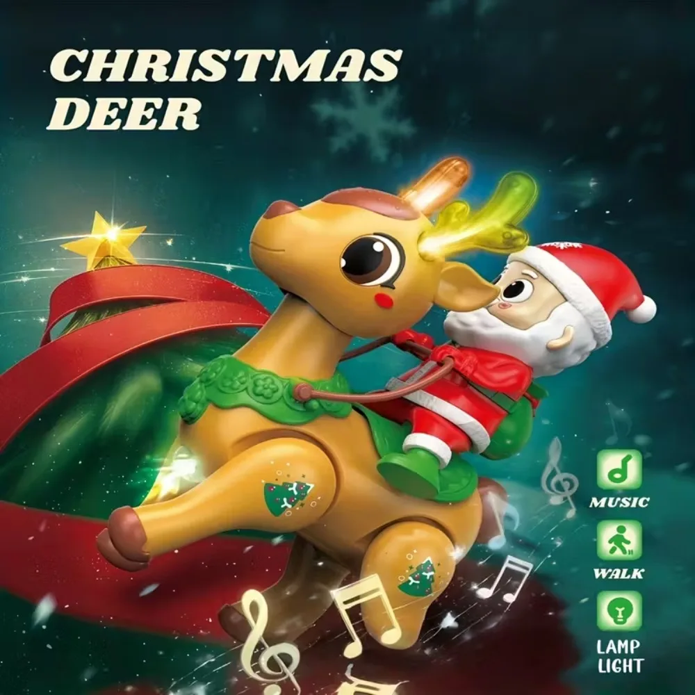 Juguete iluminado para bebé, Papá Noel eléctrico divertido con elfo para niños con música, juguetes para gatear, regalo de Navidad para niños y niñas - imagen 5