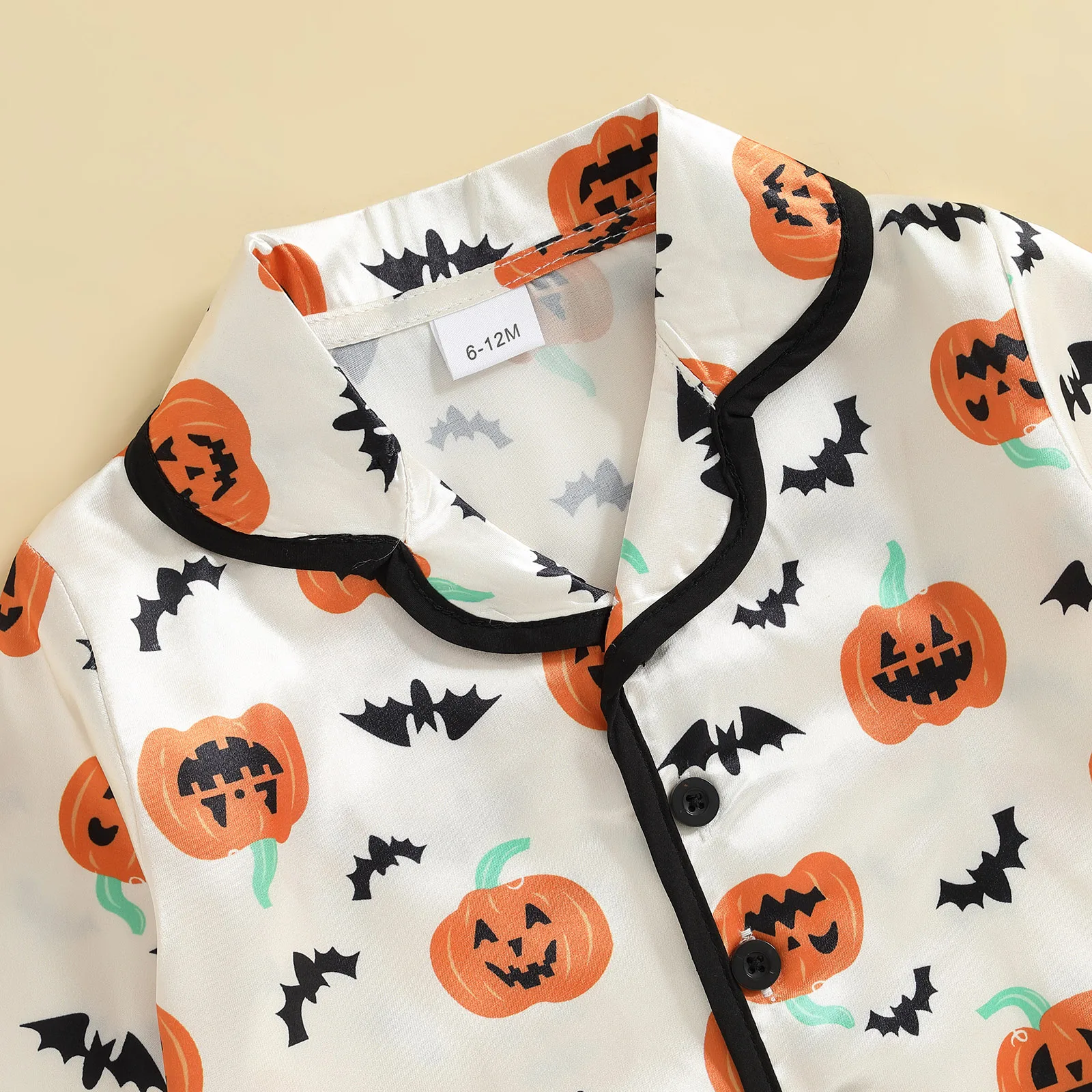 VISgogo Conjunto de 2 piezas de pijamas de Halloween para niños pequeños, camisa y pantalones con estampado de calabaza de manga larga, ropa de descanso para bebés y niñas - imagen 4