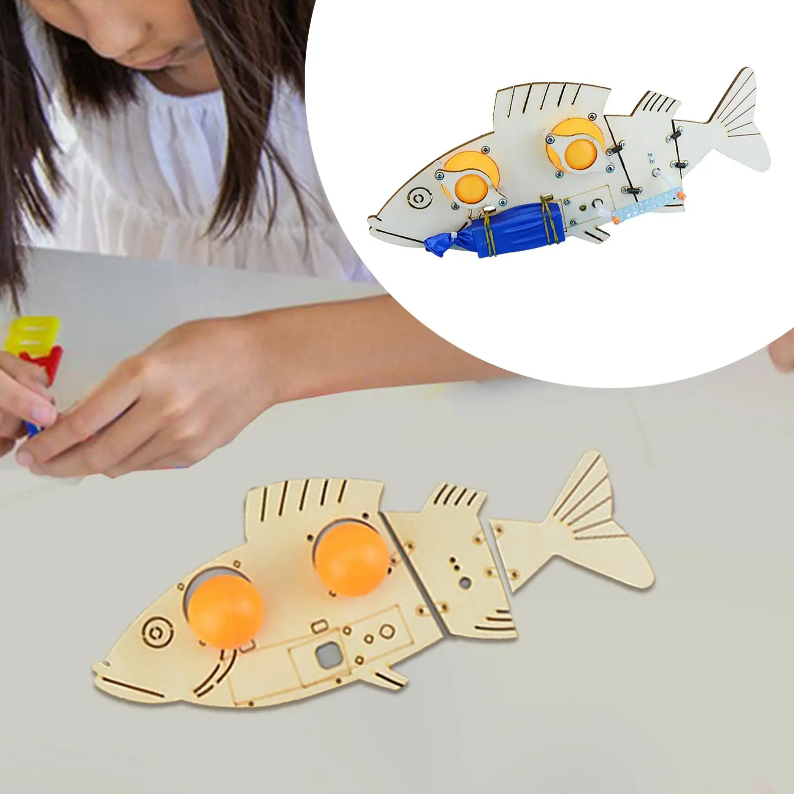 Electric Fish 3D Wooden Puzzle Easy to Assemble Wooden Teaching Aids Stem DIY Projects Physics Toy for Kids Adults Girls Boys