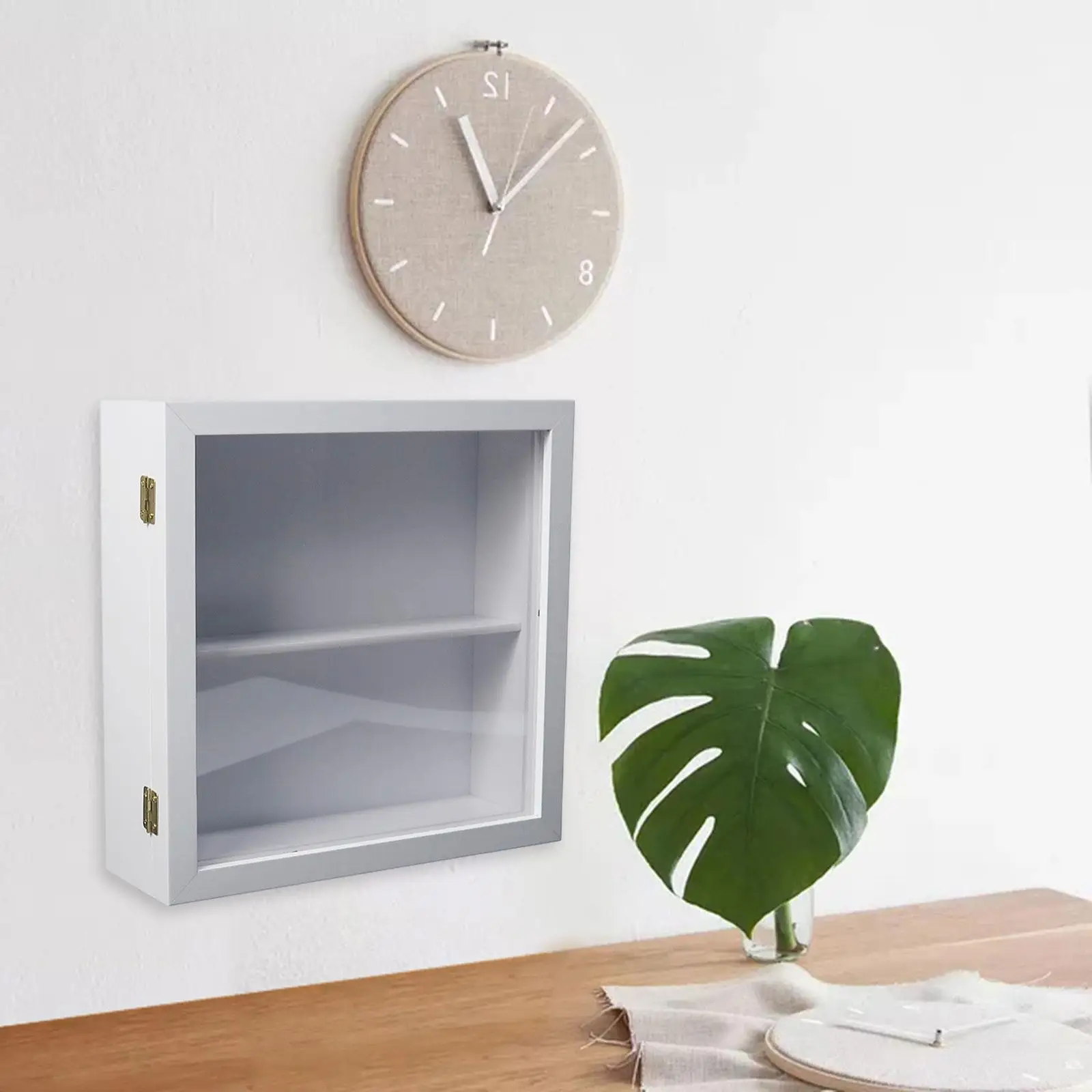 Display Cabinet Wall Mounted Storage Box with Door Flip Design Countertop Cabinet DIY Figures Organizer for Collection