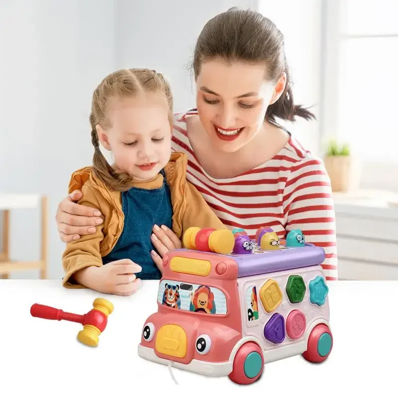Autobús escolar musical con bloques y juego de topo para bebé - imagen 3