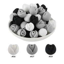 Cuentas de silicona forma tulipán para manualidades infantiles
