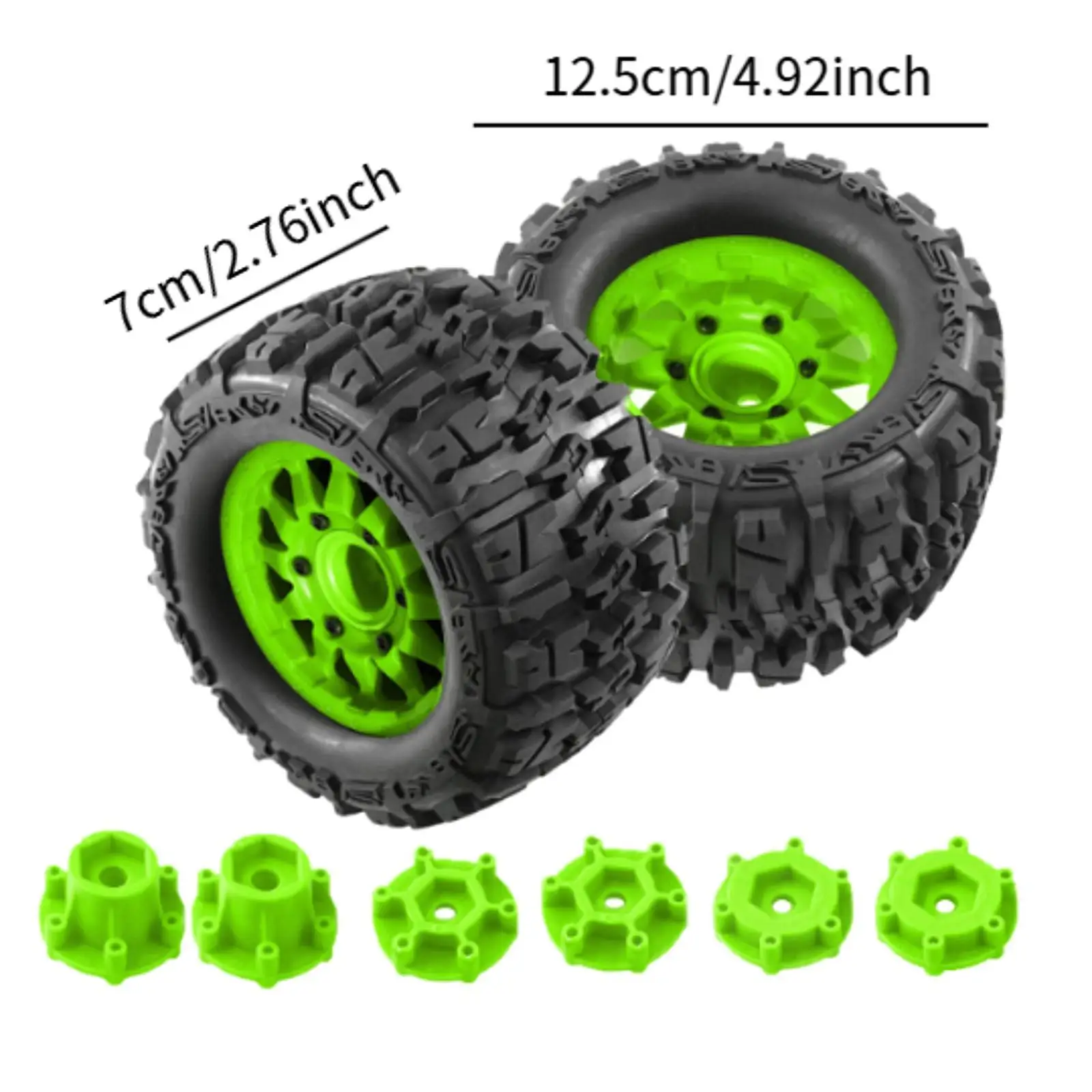 4x RC Tyre 125mm Diameter Good Grip Spare Parts for 1:10 Model Vehicles