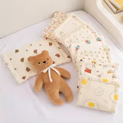 Almohada para bebé de 0 a 12 meses, cojín de terciopelo de frijol para bebé, almohada infantil transpirable de gasa de algodón General para las cuatro estaciones