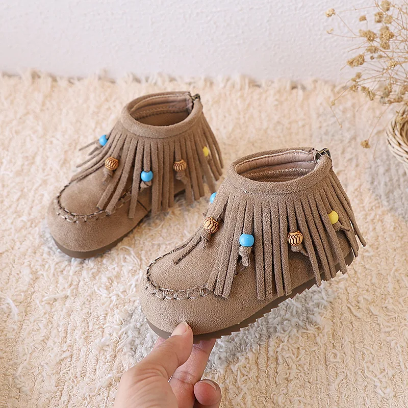 Botas altas de otoño para niña princesita con borlas – Estilo coreano - imagen 2