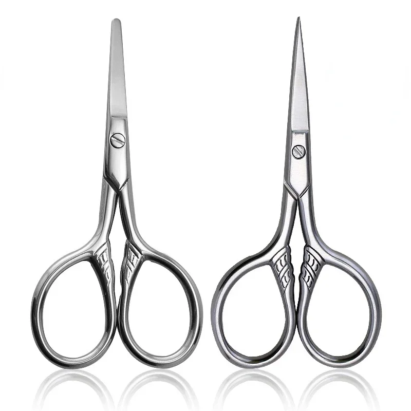 Recortador de bigote, 1 Uds., para manicura, cutícula de uñas, herramienta para el pelo de barba y nariz, tijeras de maquillaje pequeñas de acero inoxidable para cejas