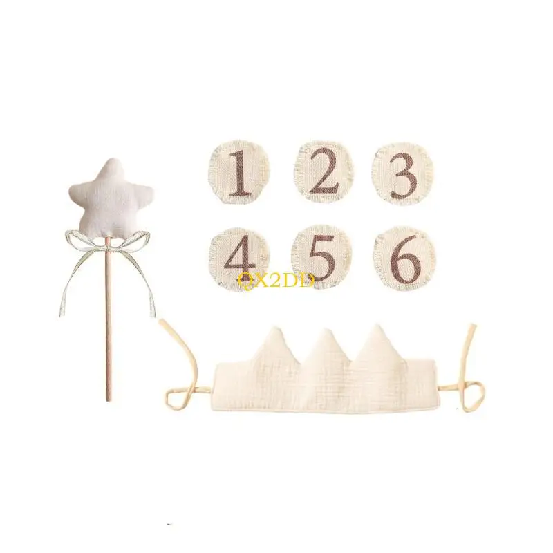 QX2D Diadema con Princesa, Varita Estrella, Adorno para Cabello, Accesorios fotografía para recién Nacidos - imagen 5