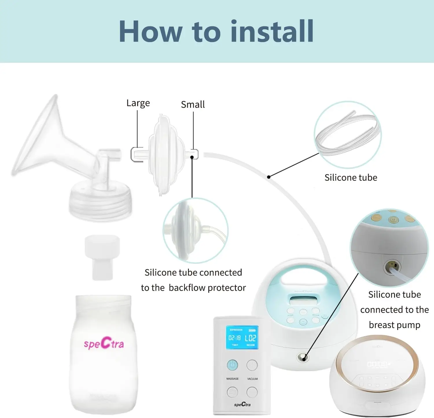 Tubo de repuesto para Spectra S2 Spectra S1 Spectra 9 Plus, sin BPA, tubo de repuesto para Spectra Avent/Ameda (no Original) - imagen 3