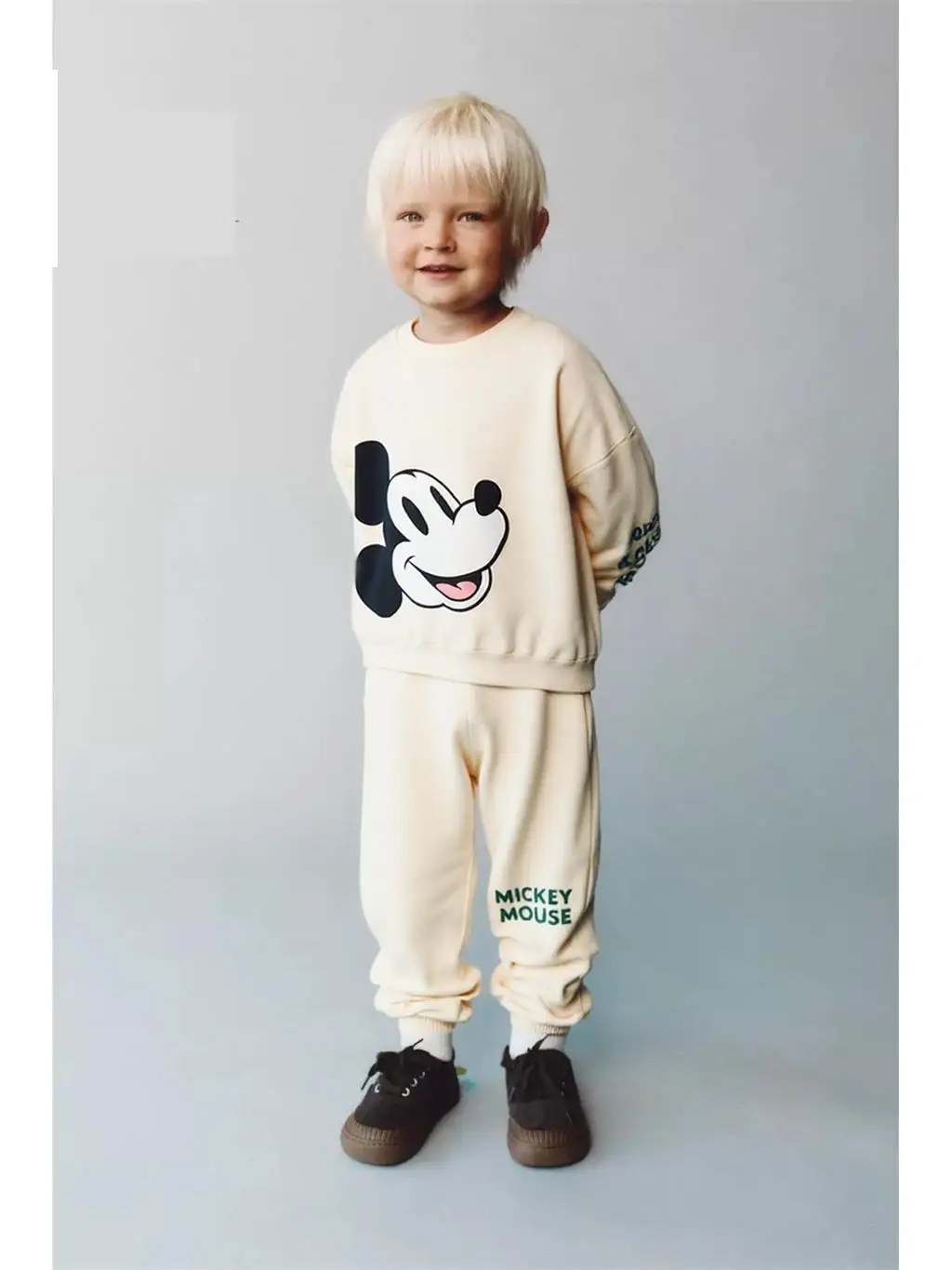 Ropa de otoño para niños, sudaderas y pantalones de dibujos animados, Tops completamente estampados de Mickey Mouse, pantalones que combinan con todo, traje deportivo informal de dos piezas - imagen 3