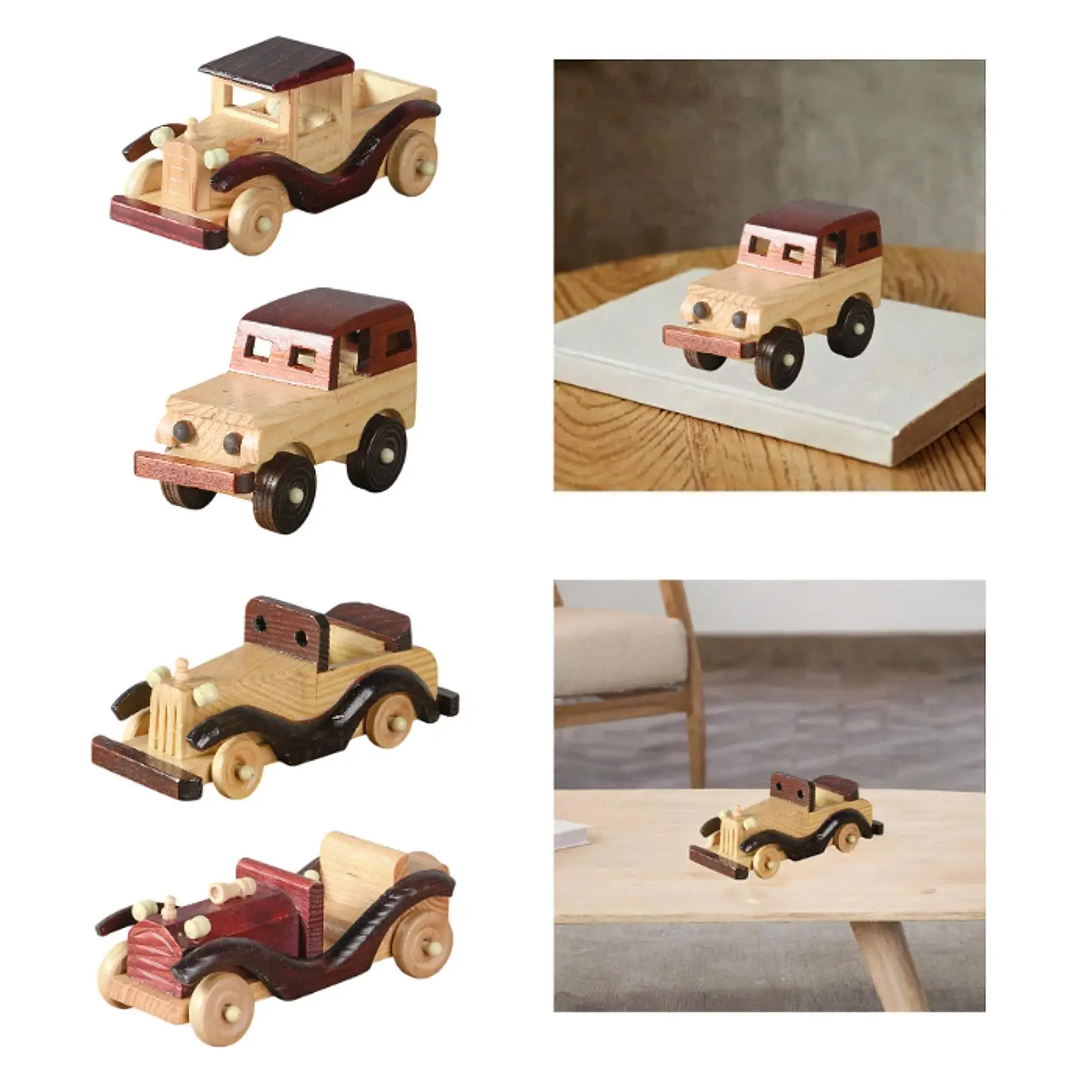 Collectible Vehicle Figurine Toy Gift Table Centerpiece Wooden Ornament Vintage