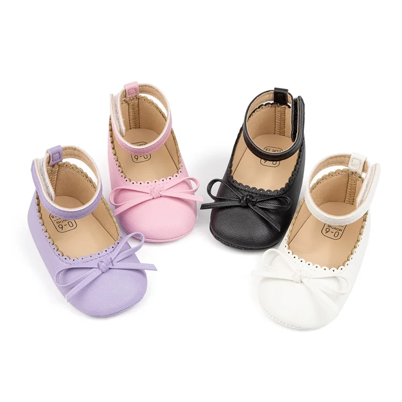 SUNSIOM Zapatos planos Mary Jane para bebés y niñas con lazo, zapatos de boda para bebés, zapatos antideslizantes para cuna para recién nacidos