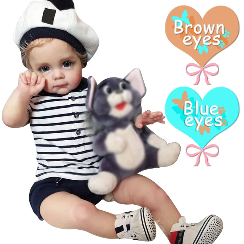 NPK-pelo rubio de alta calidad para niño recién nacido, 60CM, hecho a mano