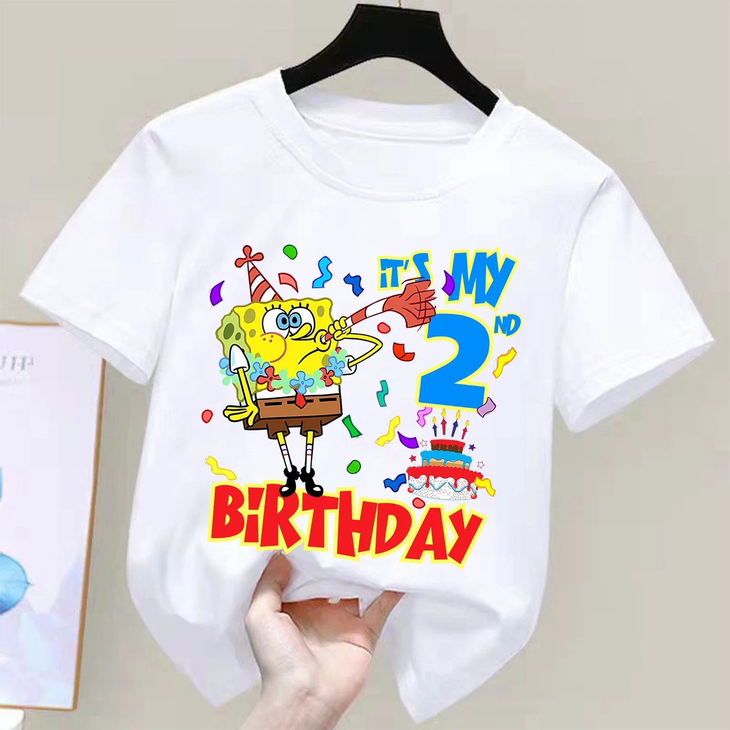 Camiseta manga corta Bob Esponja blanca para niño y niña - imagen 3