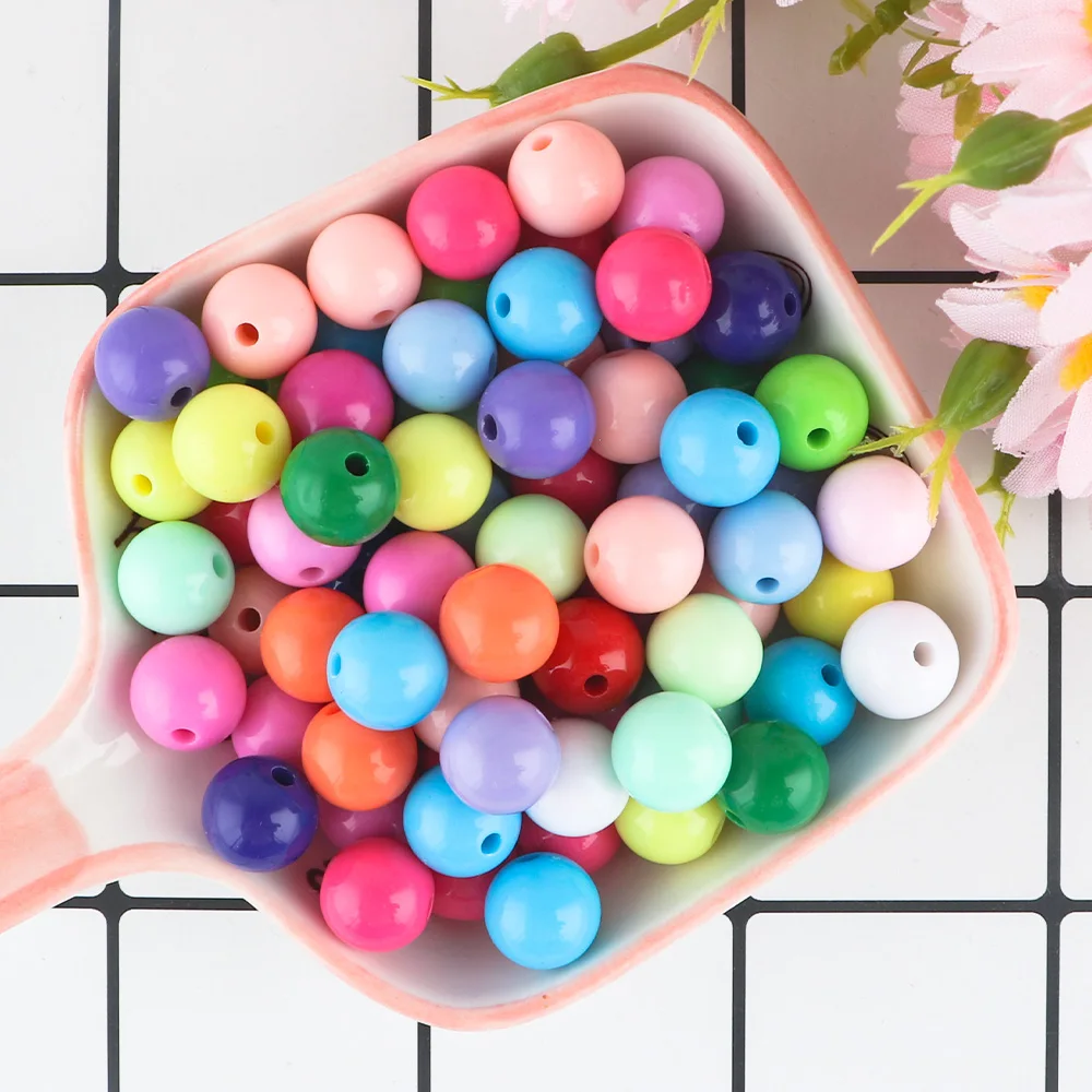 6-16mm 20-200 unids/lote cuentas redondas acrílicas multicolores cuentas espaciadoras artesanales para joyería DIY pulsera collar pendientes Accesorios - imagen 5