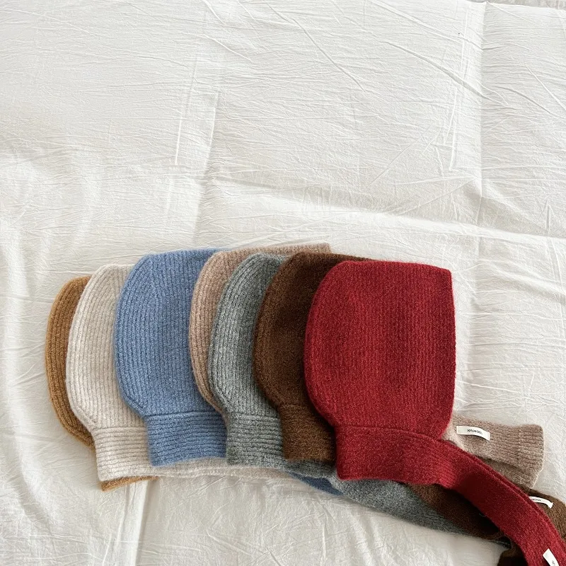 INS Fashion-Sombrero y bufanda 2 en 1 para niños, conjunto de invierno, gorro tejido con protección para los oídos con banda para atar, gorro suave con calentador de cuello - imagen 4