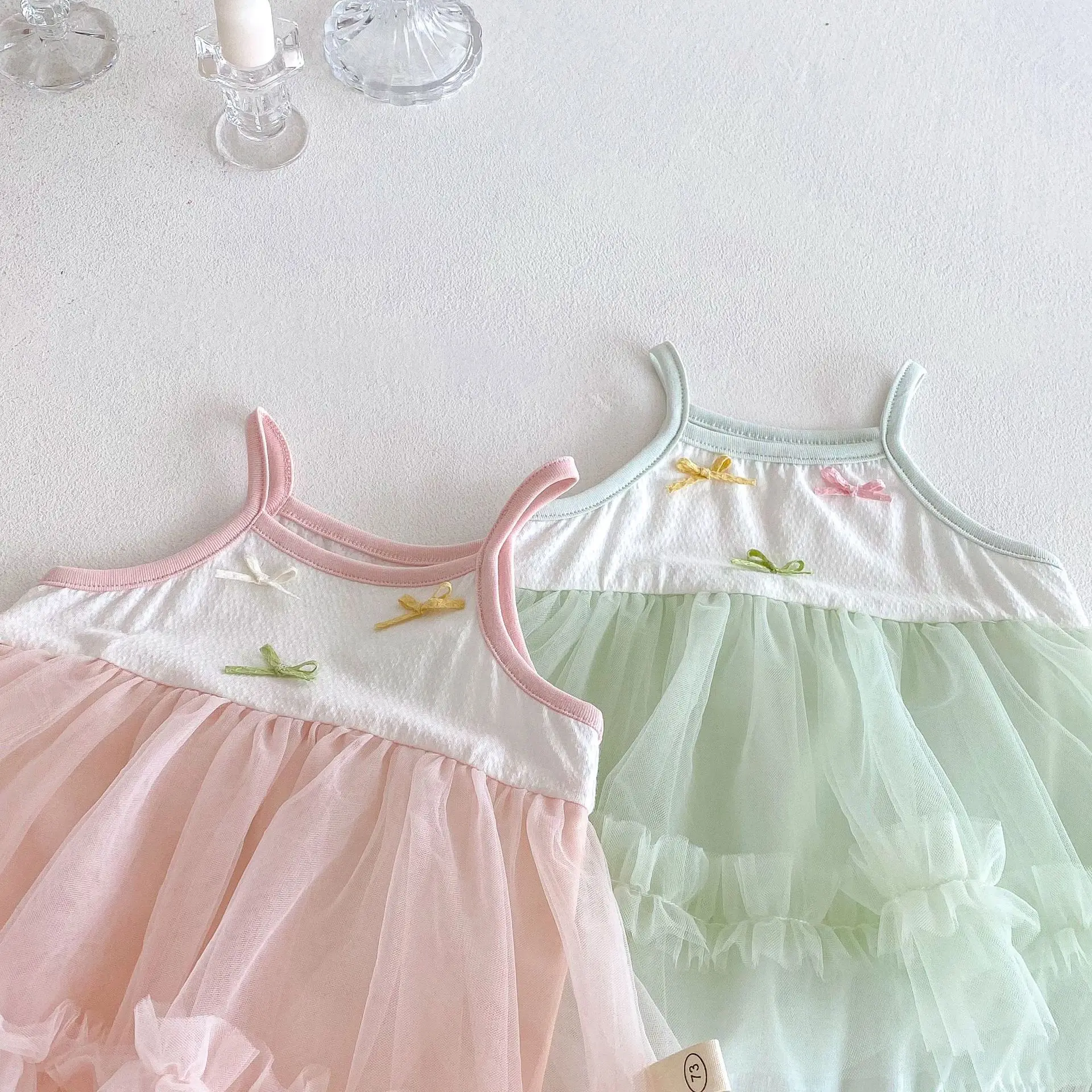 Body de malla con lazo para niña recién nacida, traje de algodón suave, vestido de fiesta elegante para sesión de fotos de 1er cumpleaños, verano - imagen 4