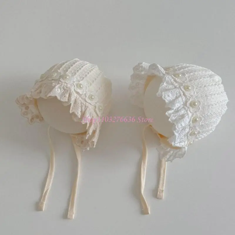 Gorro de algodón con protección solar y cordones para niñas - imagen 3