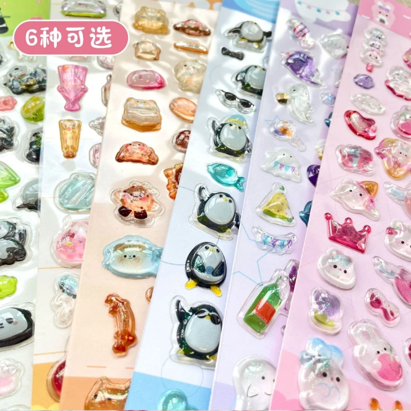 1 hoja de pegatinas decorativas 3D de conejo Kawaii, pequeñas perlas, para álbum de recortes, diario artesanal, papelería bonita, pegatina para diario - imagen 4