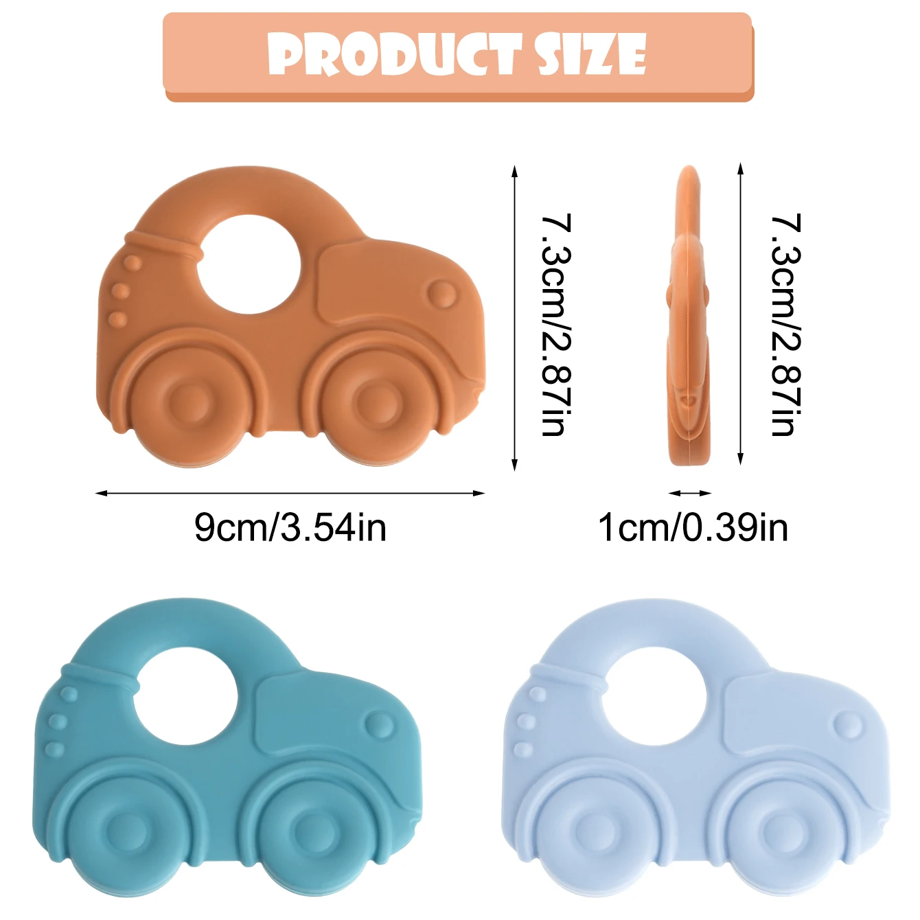 Mordedor de silicona para coche para niños, 1 Uds., sin BPA, juguete para masticar para bebés de dibujos animados, juguete para aliviar la dentición sensorial relajante para recién nacidos - imagen 4