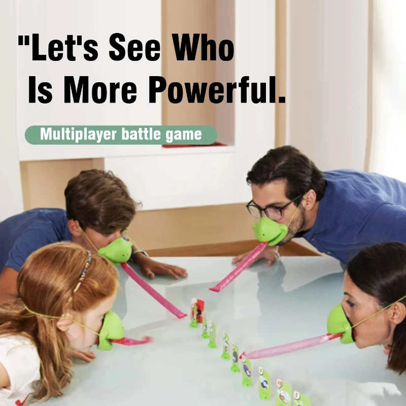 Divertida máscara de rana y lagarto, tarjetas para lamer lengua, juego de combate, tablero de escritorio, juguete para fiesta familiar, juguete interactivo antiestrés para padres e hijos - imagen 3