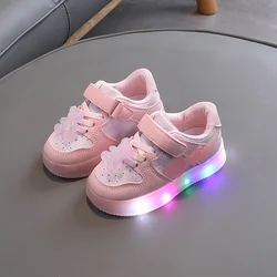 Zapatillas deportivas luminosas para niña transpirables suela blanda