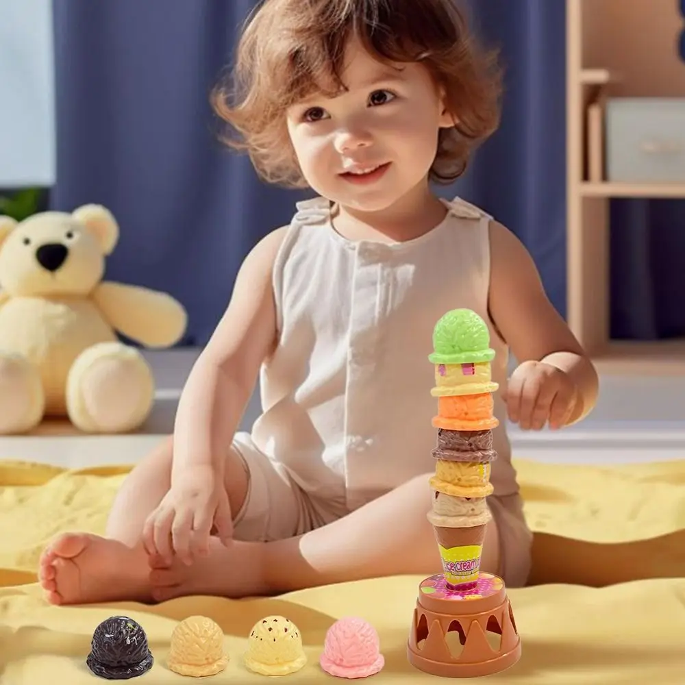 Juguete de helado apilable Multicolor, juego de cocina de coordinación mano-ojo de plástico, agarre de comunicación para padres e Unisex, desarrollo - imagen 2