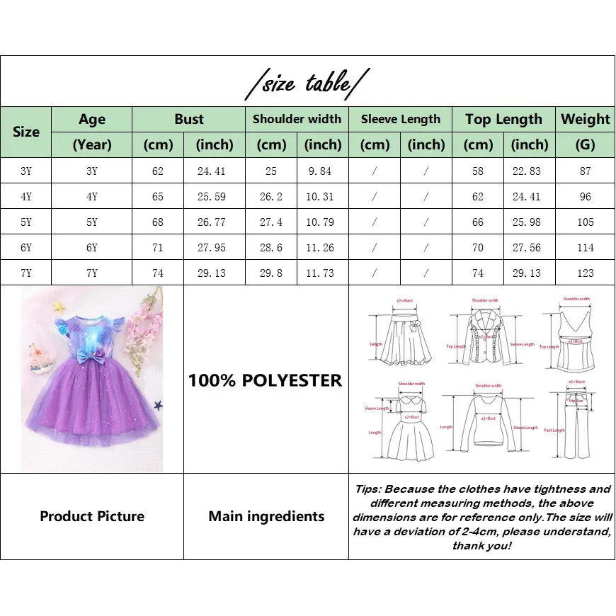 2024 niños niñas vestido ropa de manga corta Casual lindo niñas ropa unicornio mariposa niños vestido para niños 3 4 5 6 7 años - imagen 5