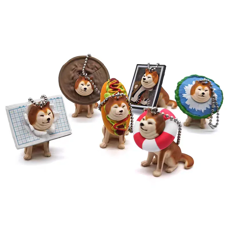 Dec Preventa Qualia cápsula juguetes lindo perro preso 3 mascota Shiba Inu en Ukiyo Hot Dog Notebook Float Mount Fuji Ball Chain figuras - imagen 3