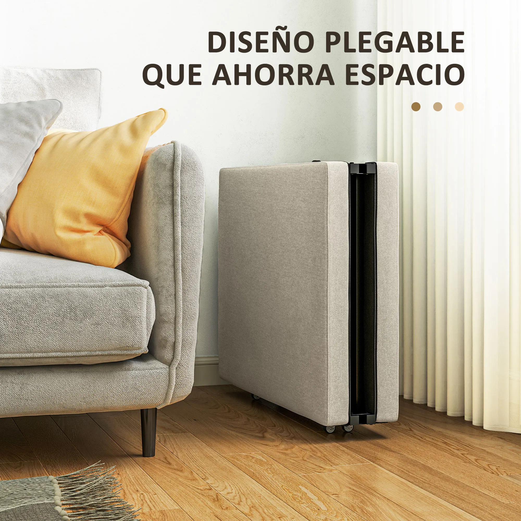 HOMCOM Cama Plegable 70x180 cm con Colchón de Espuma Mueble Cama Plegable con Respaldo Ajustable en 5 Posiciones y Ruedas Cama de Invitados Carga 120 kg - imagen 5