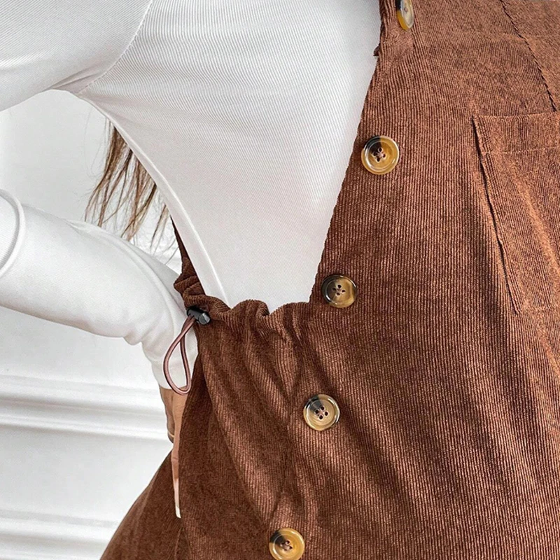 Pantalones para mujeres embarazadas con cintura ajustable 2025, ropa de maternidad de otoño e invierno, monos de pana holgados y informales a la moda - imagen 4