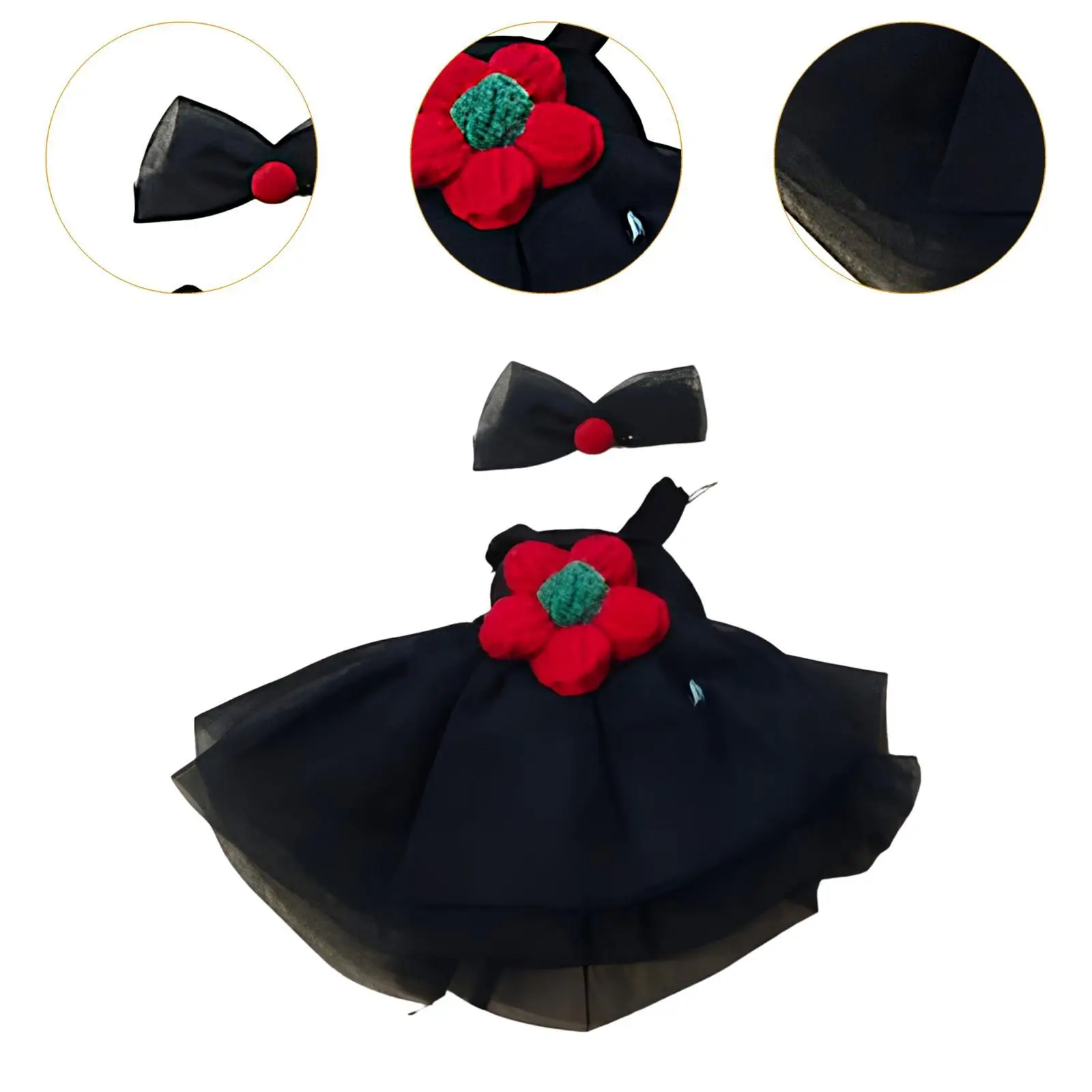 2x Fashion Dolls Dress and Hairpin, Handmade Clothing Accessories, Miniature Clothes for 17cm Girl Dolls Halloween Gift