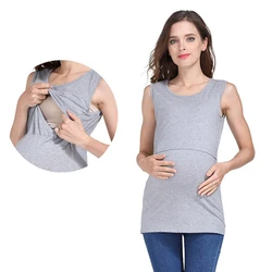 Chaleco de lactancia, ropa de maternidad, camisetas sin mangas de algodón, camisetas sin mangas de verano para mujeres embarazadas, chaleco de lactancia para posparto