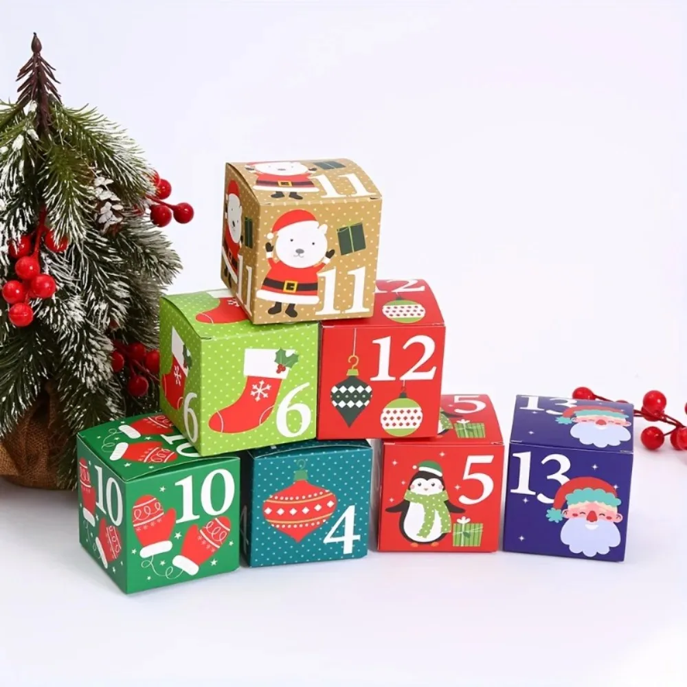 24 Uds. Cajas de calendario de Adviento de Navidad DIY calendario de cuenta regresiva de 24 días regalo para adultos niños cajas de números de cartón de Navidad - imagen 4