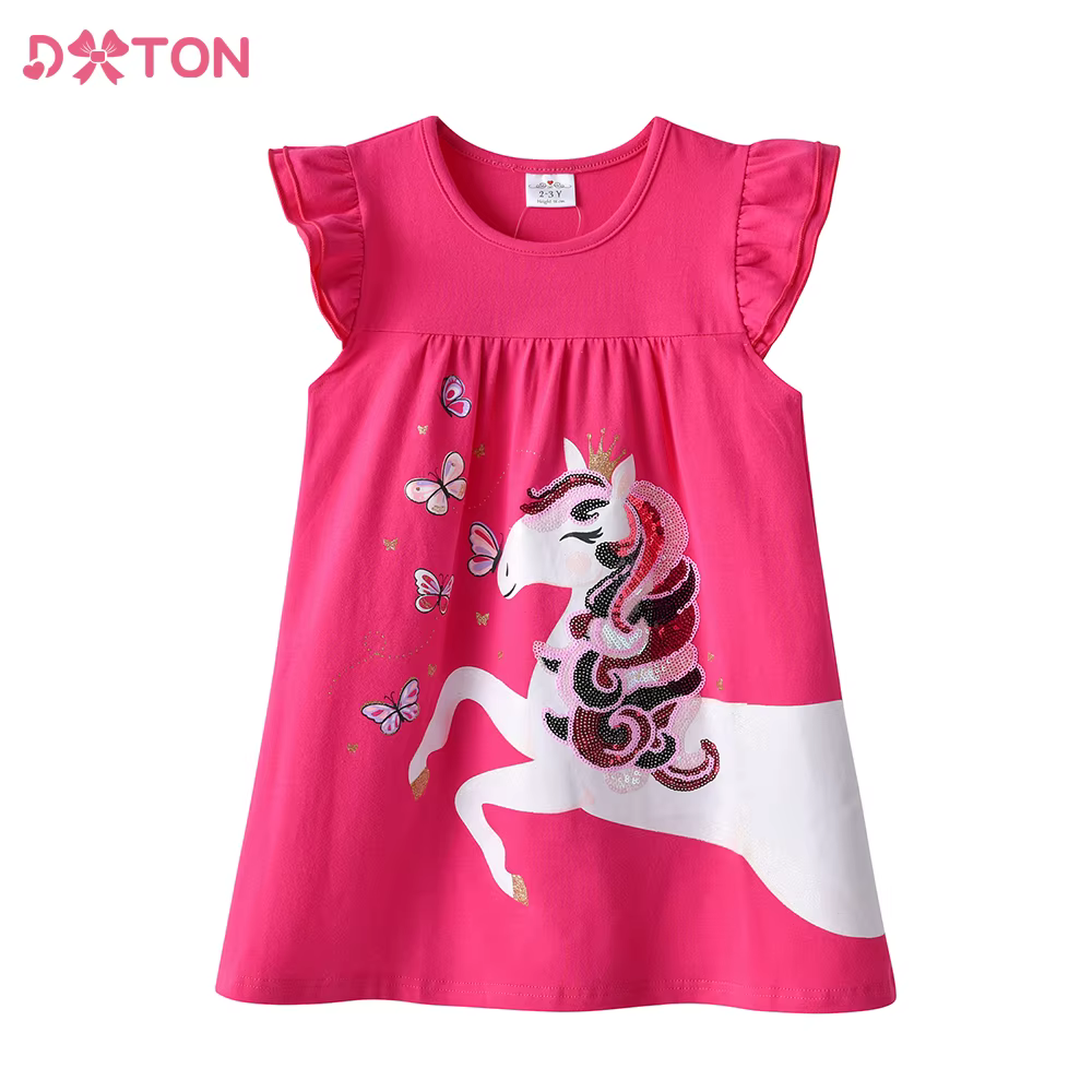 Vestido DXTON de algodón para niña – Manga acampanada verano