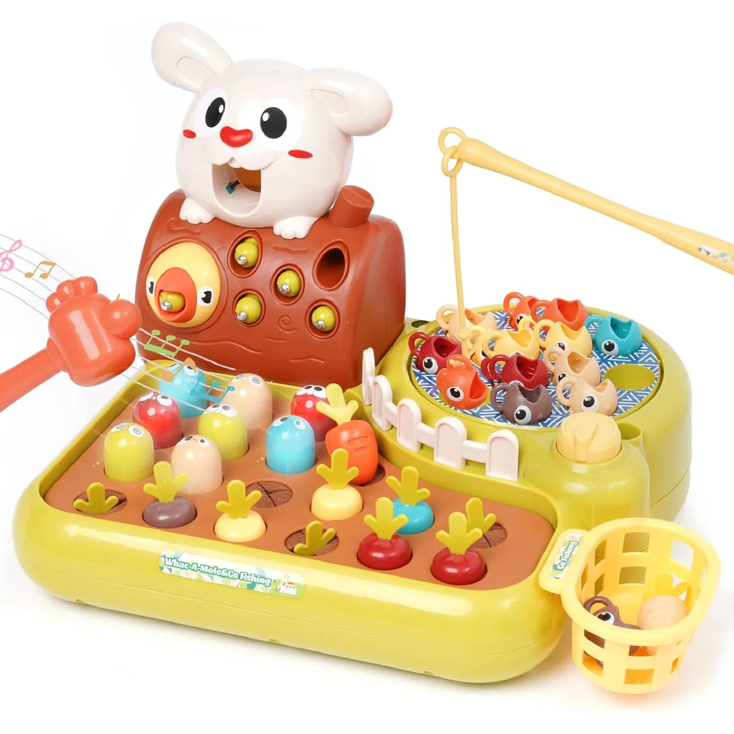 Juguetes Montessori 4 en 1 para niños pequeños, juego de talpa, cosecha de zanahorias, juego de pesca, aprendizaje temprano para bebés, regalo educativo de cumpleaños