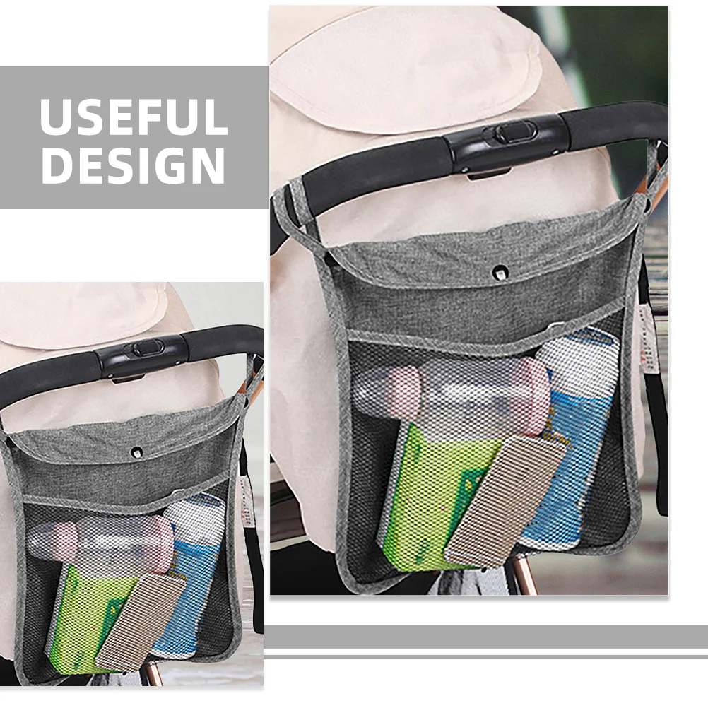 Bolsa colgante de malla para cochecito de bebé, organizador de almacenamiento lateral, bolsa de almacenamiento portátil duradera para accesorios de pañales, 2 uds. - imagen 5